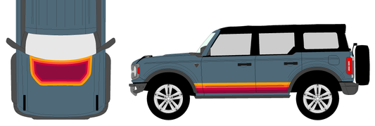 Retro Sunset Bronco Stripe and Hood Decal