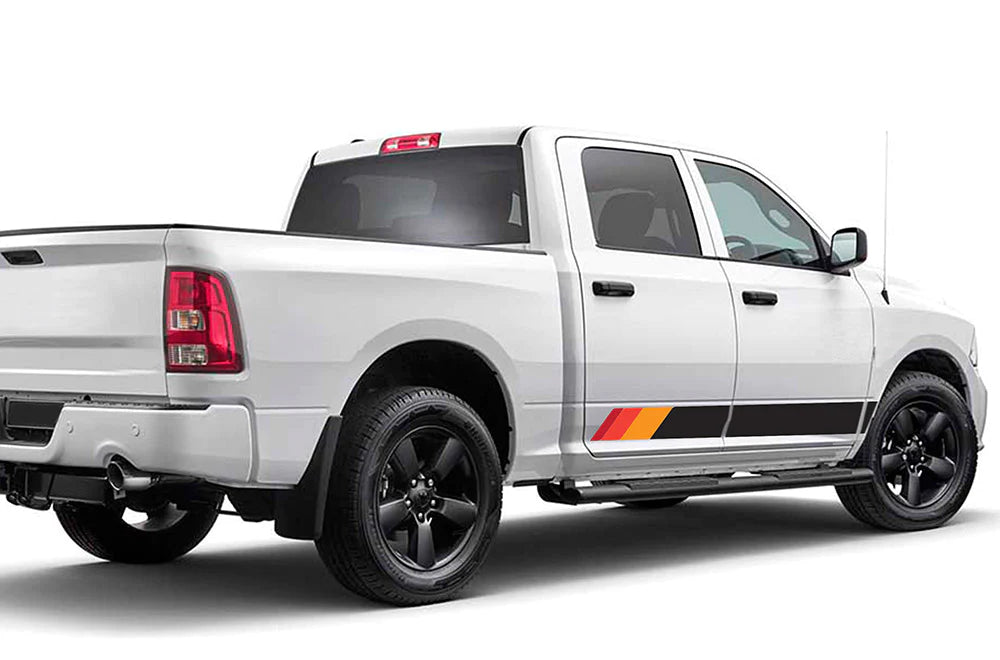 Old School Side Stripes Graphics Vinyl Decals Compatible with Dodge Ram Crew Cab 1500