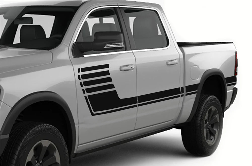 Speed Stripes Graphics Kit Vinyl Decal Compatible with Dodge Ram 1500 Crew Cab