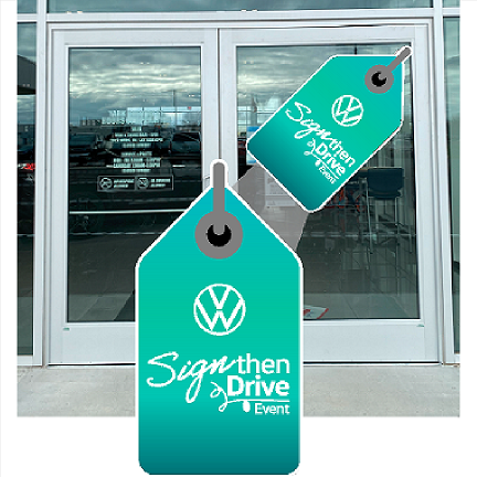 Volkswagen Sign then Drive Door Tags