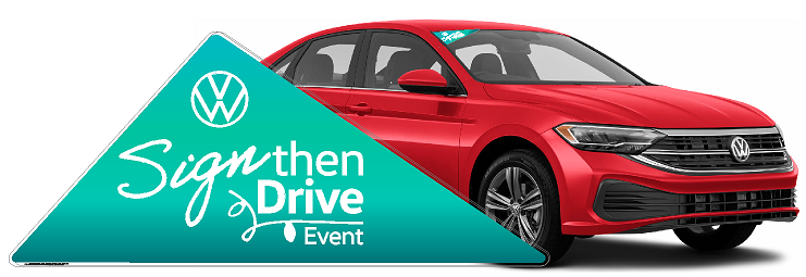 Volkswagen Sign then Drive Windshield Triangle